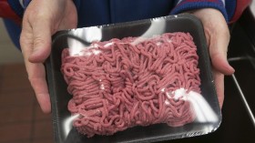 Rich Jochum displays a package of lean, finely textured beef (LFTB) at the Beef Products Inc (BPI) facility in South Sioux City, Nebraska November 19, 2012. 