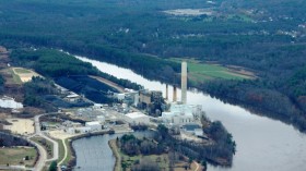 Coal-fired power plant on the Merrimack River in Bow, N.H. The plant discharges warmed water to the river which then transports, dilutes, and re-equilibrates heat.