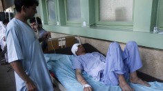 A survivor of an earthquake receives medical treatment at a hospital in Jalalabad province, April 24, 2013.