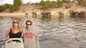 Virginia Tech researcher Kathleen Alexander (left) and Risa Pesapane of Portsmouth, Va., a former master’s student studying wildlife science in the College of Natural Resources and Environment, workin