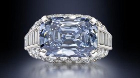 This fancy, deep-blue 5.30 carat diamond sold for a world record-breaking $9.6 million at a Bonhams auction in London. 