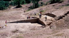 Aerial view of the archaeological site Kanjera South, Kenya. 