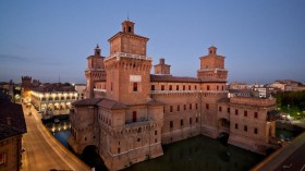 Castello Estense is a moated medieval castle in Ferrara, Italy. An earthquake moved a river from the city in 1570.