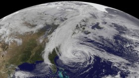 Hurricane Sandy as seen from NOAA's GOES-13 satellite on October 28, 2012.