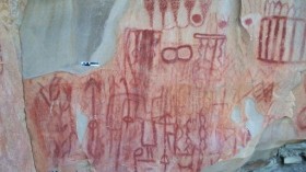 This photo released by the National Institute of History and Anthropology in Mexico, shows cave paintings found in the San Carlos mountain range in the Burgos municipality of the Tamaulipas, Mexico