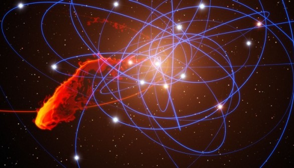 Simulation of gas cloud after close approach to the black hole at the centre of the Milky Way