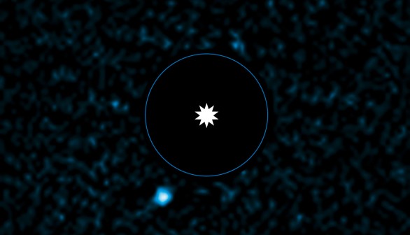 This image from ESO's Very Large Telescope (VLT) shows the newly discovered planet HD95086 b, next to its parent star.