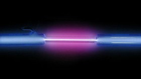 Hydrogen glows purple in its plasma state 