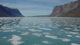 This undated handout photo shows the Milne Inlet near North Baffin Island at the Mary River deposit area in Nunavut province