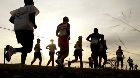 Runners compete in the 89km Comrades Marathon between Pietermaritzburg and Durban, South Africa, May 24, 2009.