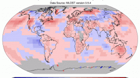 July 2013 Blended Land and Sea Surface  Temperature Anomalies in degrees Celsius