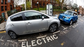 Go Ultra Low Electric Vehicle on charge on a London street