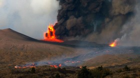 Mount Etna erupting 2002