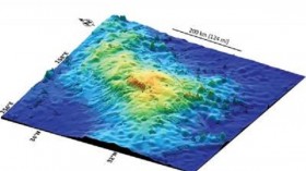 This 3D image of the seafloor shows the size and shape of Tamu Massif, a huge feature in the northern Pacific Ocean, recently confirmed to be the largest single volcano on Earth.