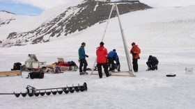 British Antarctic Survey team drilling 