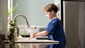 boy washing hands