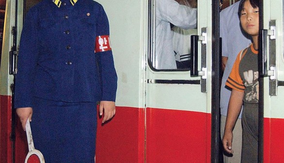 Guard at the Pyongyang Metro