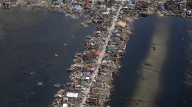  aerial view of the devastation of super Typhoon Haiyan