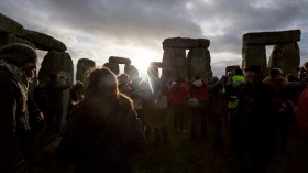 Pagans, druids, and revellers celebrate Winter Solstice at Stonehenge 