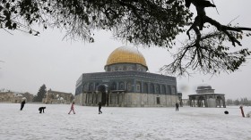 snow capped Dome of the Rock