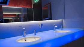 Blue Lit Bathroom