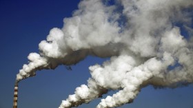 Smoke from chimneys of heating plant in Jilin, Jilin province