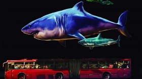 Megalodon compared to a bus