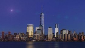 Neutron Star Collision over Manhattan Skyline (IMAGE)