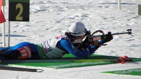 Prone position: Sylvie Becaert, Antholz 2010.