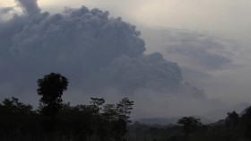 Ash raises from Mount Kelud's eruption, as seen from Sugih Waras village February 14, 2014.