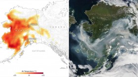 Alaska Maps of Air Temperature and Smoke from Wildfires (image)