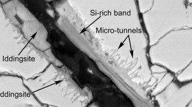 Micro-tunnel in Mars rock 