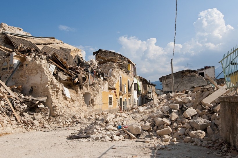 Earthquake rubble.