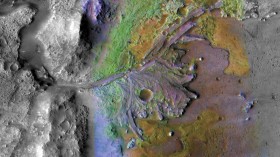 JEZERO CRATER, WHERE NASA PLANS TO LAND A NEW MARS ROVER NEXT YEAR, IS HOME TO THE REMAINS OF AN ANCIENT RIVER DELTA.