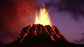 Pictured is lava erupting from the Puʻu ʻŌʻō vent of Kīlauea volcano. 