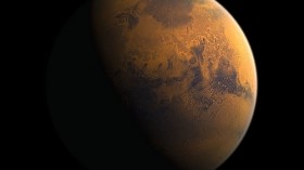 The cratered surface of the planet Mars (artist's impression)