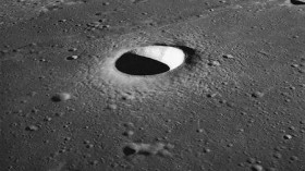 Moon, crater, Side view of the Moltke crater taken from Apollo 11.