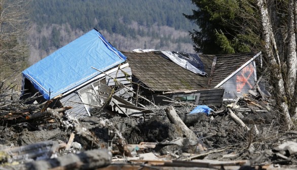 A landslide and structural debris blocks Highway 530 near Oso, Washington March 23, 2014.