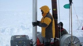 Pictured is ice core drilling at Summit, Greenland, in 2007.