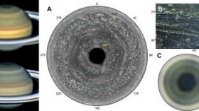 Images of Saturn reveal a hexagonal structure in the planet’s uppermost clouds.