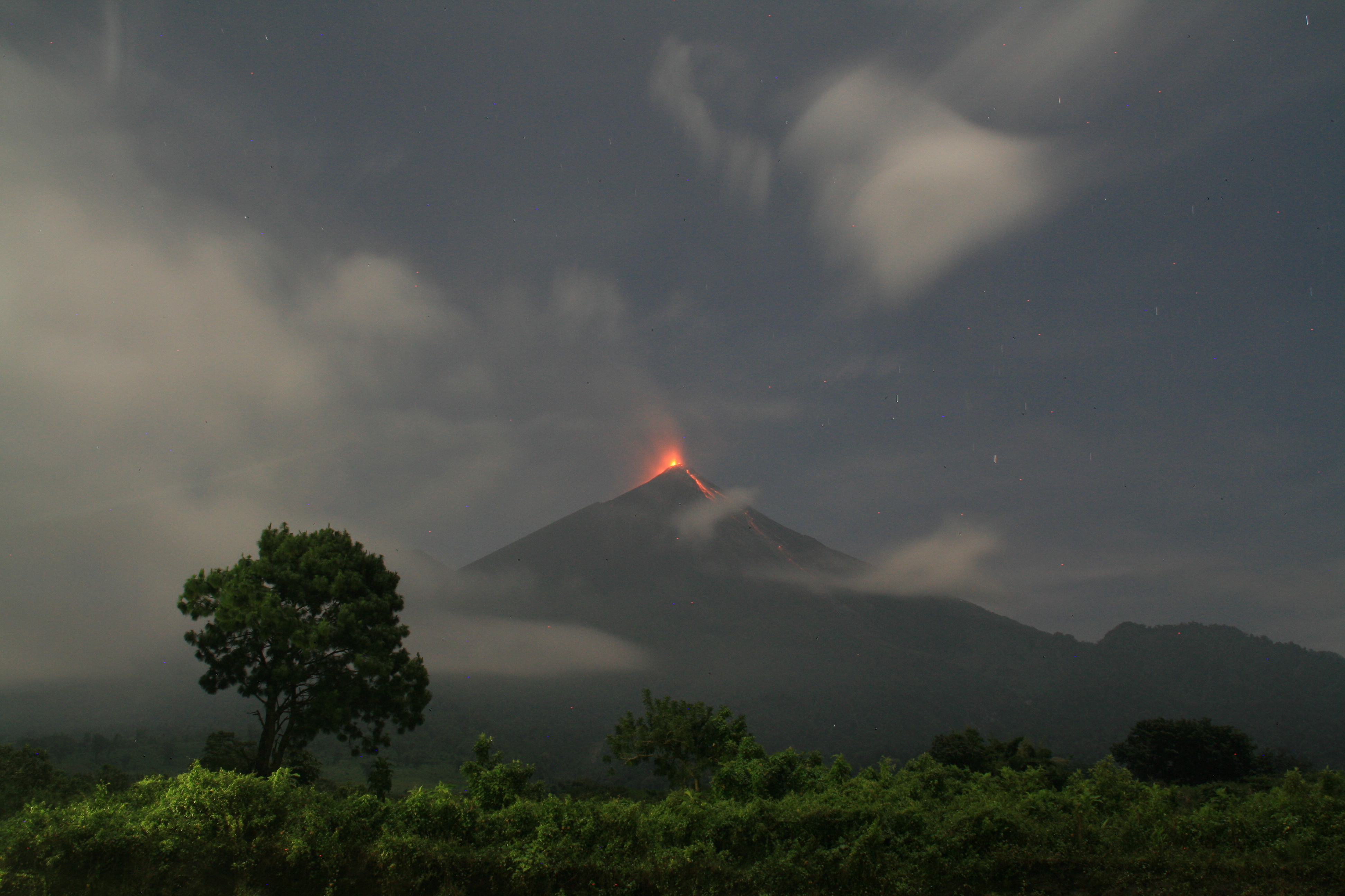 Guatemala Fuego Volcano Releases Cloud of Ash 4,700 Meters up Into the