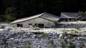 A view shows a house flooded by Vesubie river, after heavy rainfall hit southern France, in La Bollene-Vesubie, France October 3, 2020. REUTERS/Eric Gaillard