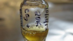 Residue from a laboratory experiment simulating the conditions of interstellar space. The residue contained vitamin B3 (and related compounds) and may help explain meteorite chemistry.