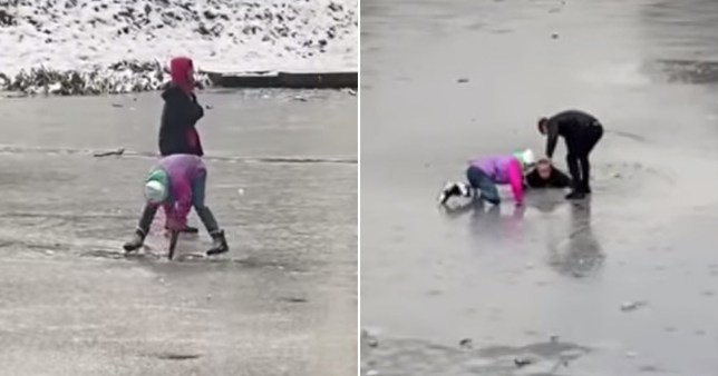 Boy fell in a freezing reservoir