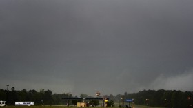 A large tornado is seen crossing the town of Louisville, Mississippi April 28, 2014. 