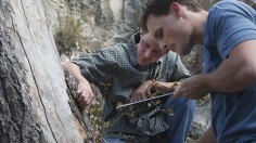 A study of climate data taken from trees in the Western US reveals levels of drought that were significantly worse than anything experienced in the past century.  In the photo, professor Matthew Bekker and a student extract a core sample from a dead tree 