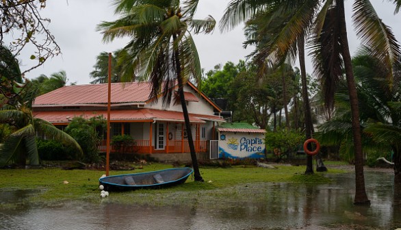 A house flooded due to heavy rain brought by hurricane
