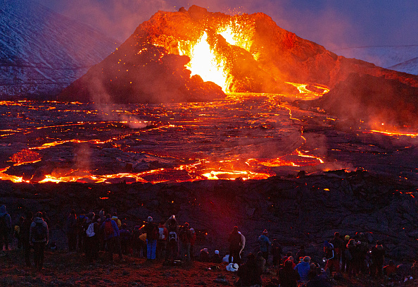 Iceland S Erupting Volcano At Fagradalsfjall Is For Sale Here S How   Hikers Gather To See Fagradalsfjall Volcano 