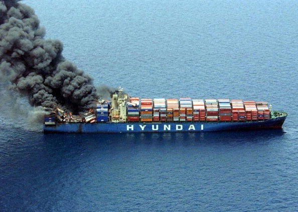 Container ship fire