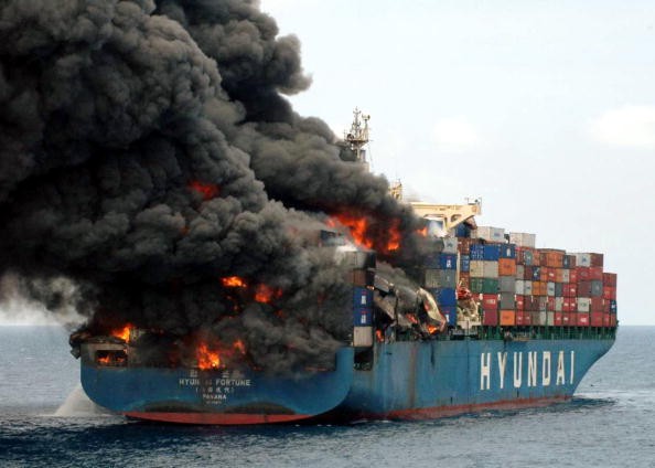Container ship fire